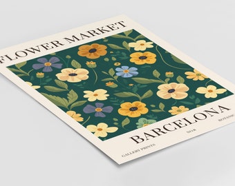 Affiche du marché aux fleurs Barcelone Espagne