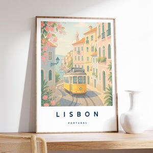 Lisbon Illustration Print, Lisbon Poster, Portugal Wall Art, Travel Print, Potuguese Print, Travel Decor, Colourful Travel Print,A4/A3/A2/A1 image 1