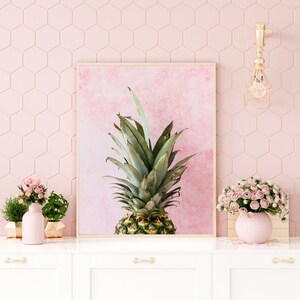 Pineapple Pink Wall Art, Tropical Print, Pineapple Poster, Pineapple Art, Wall Art, Minimalist, Contemporary Print, Food Photography image 2