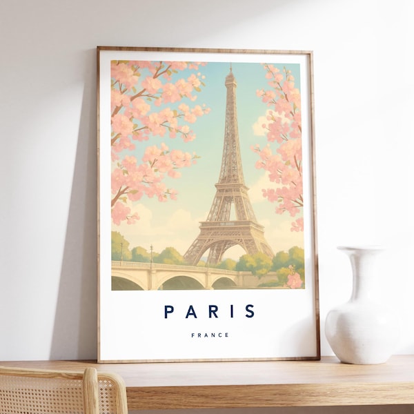 Ilustracja z Paryża, Plakat z Paryża, Sztuka ścienna z Francji, Wydruk podróżniczy, Wydruk z Francji, Dekoracja podróżnicza, Kolorowy wydruk podróżniczy, A4/A3/A2/A1