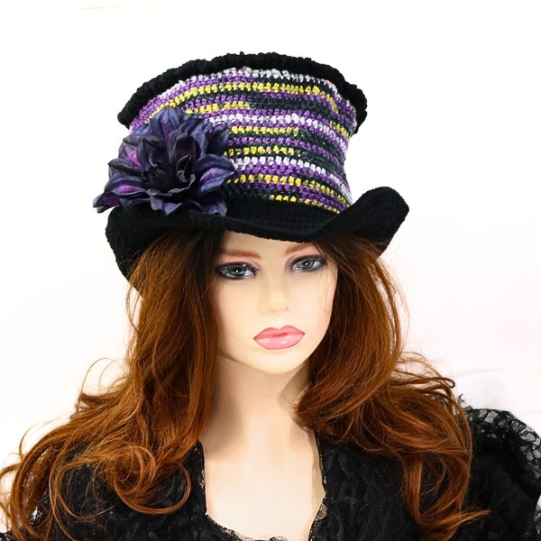 Festival Top Hat, Subtle Pride Colors Top Hat, Renfaire Funky Headwear, IYKYK Wonky Top Hat, Rocker Top Hat, Non Binary Top Hat