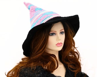 Parade Stripe Witch Hat, Celebration LGBTQ Witch Hat, Trans Pride Colors, Subtle Pride Headwear, Inclusive Headwear, Diversity Support