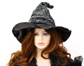 Smokey Gray Wizard Hat, Salem Witch Hat, Crooked Witch Hat, Hearth Witch Hat, Renfair Costume Hat for Him or Her