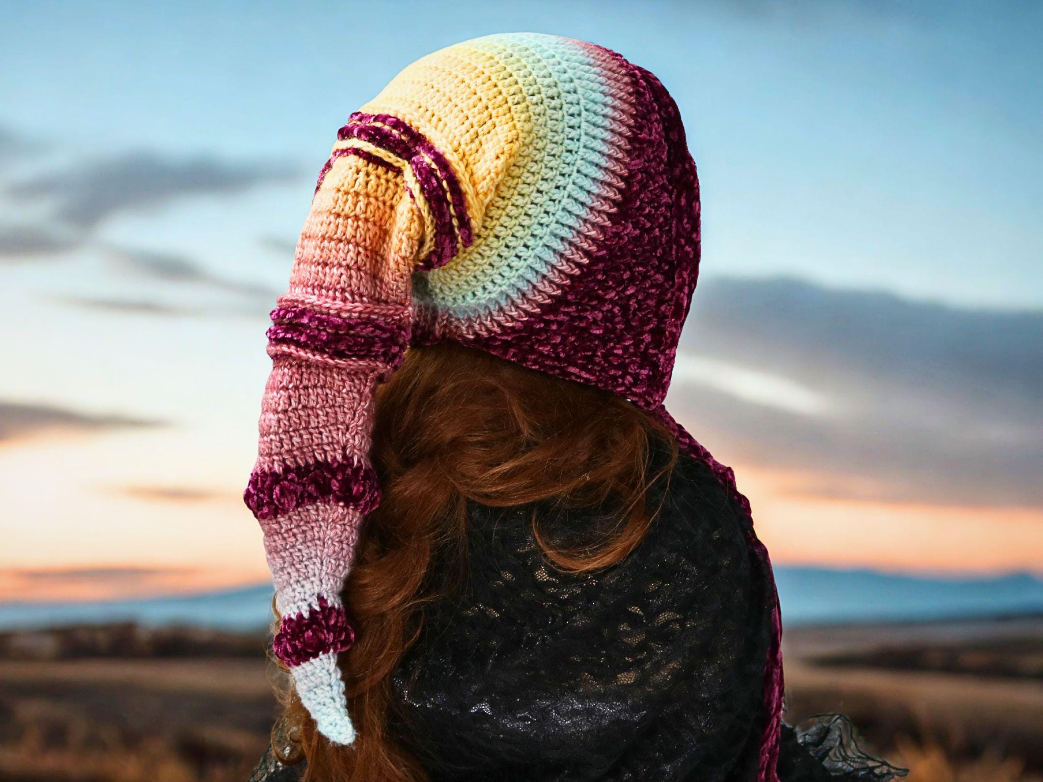 Oversized Hood, Witch Druid Wizard Elf Fae, Soft Velvet Trim  display picture 3