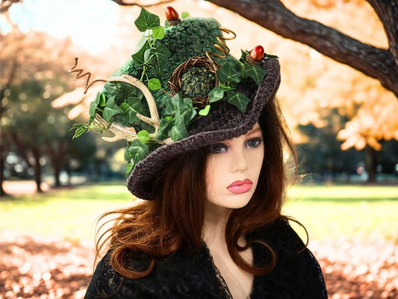 Druid Festival Top Hat, Greenman Face, Wild Forest Fae Vibe  display picture 3