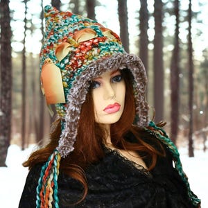 Chunky Witch Hood, Faux Fur Trim, Unique Nordic Winter Style, Fae Pixie Druid Hat