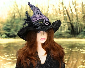 Purple Sea Witch Hat, Unique Pirate Wizard Cosplay, Festival Costume, Mysterious Eye, Druid Style