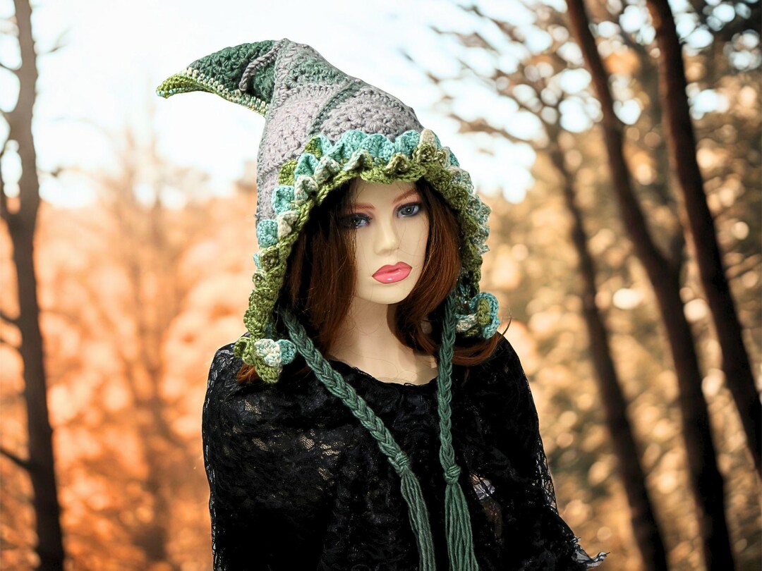 Festival Hat, Witch Hood, Wizard, Druid Fae, Elf, Whimsical, Cowl, Oversized Oversized Elf Hood, Druid Fae Witch Wizard Cosplay, Long  main image 2