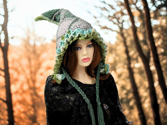 Wizard Hat, Witch, Elf Hood, Whimsical, Festival, Cowl, Oversized Hood, Funky Wizard Hat, Ren Faire Hat, Druid Hat, Witch Hat, Mage Hat  main image 4