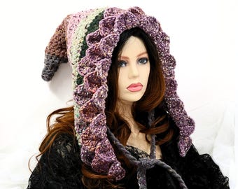 Renaissance, Wizard, Oversized Hood, Cowl, Witch, Wizard, Druid Fae, Whimsical Oversized Elf Hood, Druid Fae Witch Wizard Cosplay, Long  main image 3