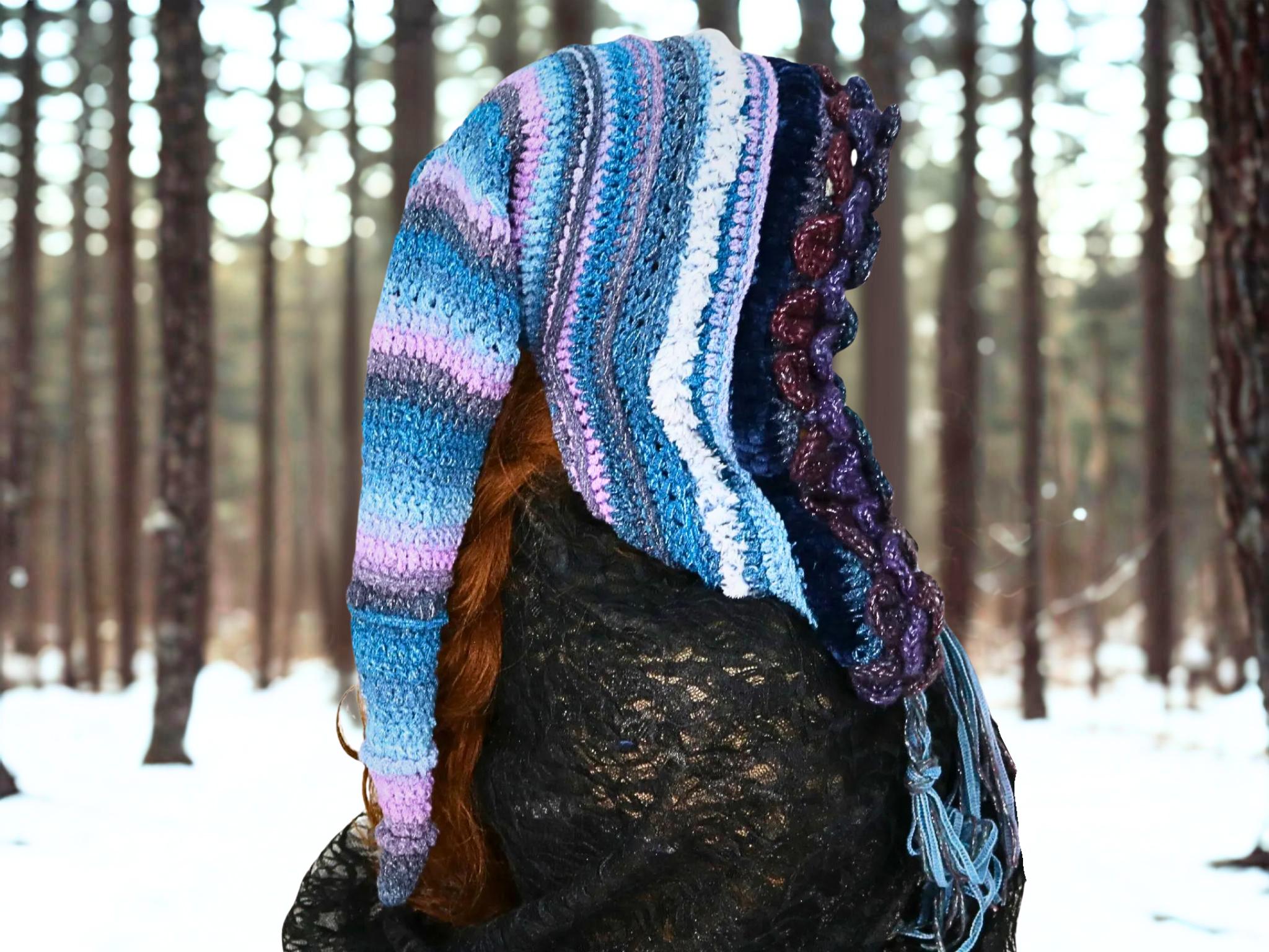 Oversized Elf Hood, Unique Winter Wear, Druid Fae Witch Wizard Cosplay, Dragon Scale Trim