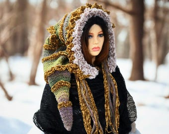 Enchanted Festival Hooded Scarf With Tail & Tassels  display picture 1
