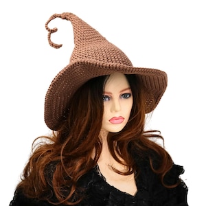 Salem Witch Hat, Twisty Wired Tip, Witchy Fae Vibes, Wide Brim Brown Wizard Hat, Victorian Fairy Festival Hat, Renfaire Costume, Him or Her