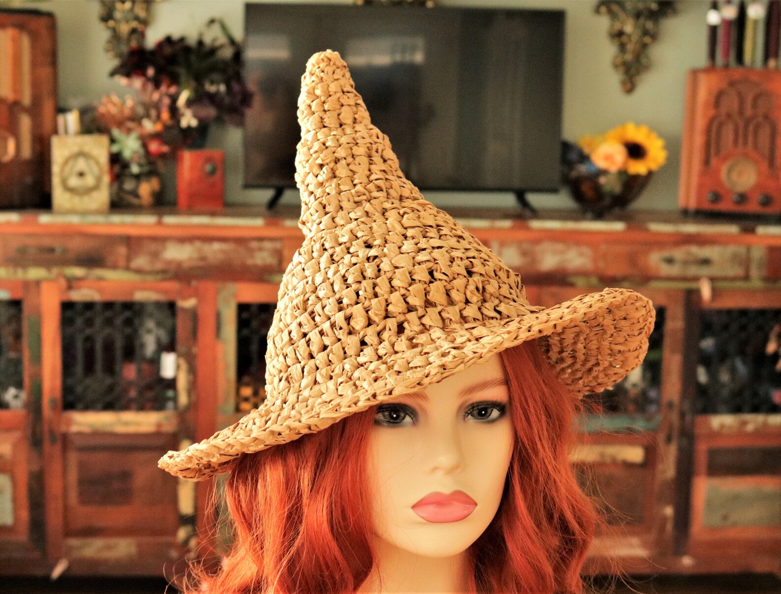 Raffia Summer Straw Witch Hat Witches of Summer Witch Hat Etsy