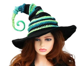 Twisted Fairy Witch or Wizard Hat, Bright Colors, Goth Vibes, Him Her, Renfaire Festival, Cosplay Costume, Fun Whimsical Striped Fae Hat