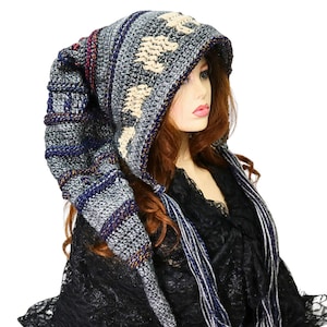 Oversized Elf Hood, Long Soft Tail, Witchy Crescent Moon, Druid Fae Wizard Cosplay, Rustic Hooded Cowl, Renfaire Festival Wear