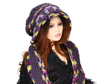 Soft Hooded Scarf, Witchy Victorian Style Bonnet Hood, Boho Fae Druid, Medieval Festival Cosplay, Crescent Moon Accent