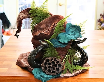 Druid Forest Hat, Horned Goddess Hat, Hand Dyed Felt, Fancy Witch Hat, Woodland Creature Costume Hat, Nature Vibes, Ferns Seedpod, Him Her
