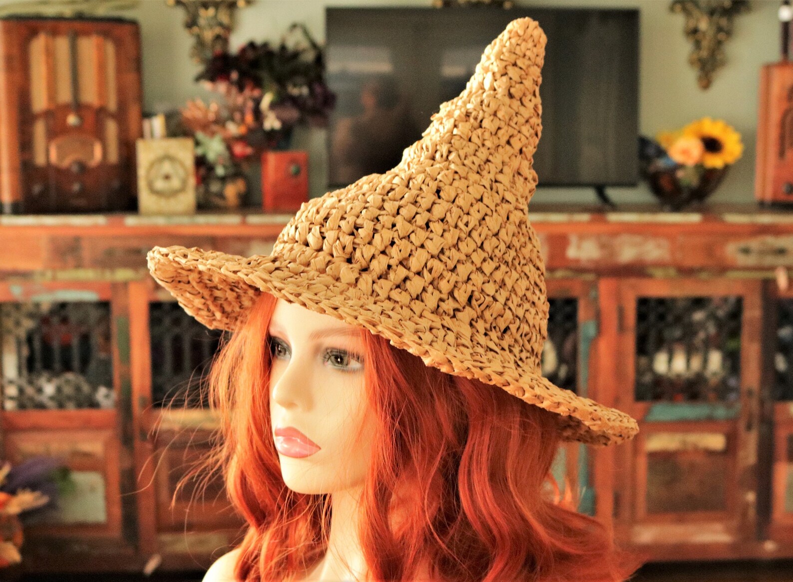 Raffia Summer Straw Witch Hat Witches of Summer Witch Hat Etsy