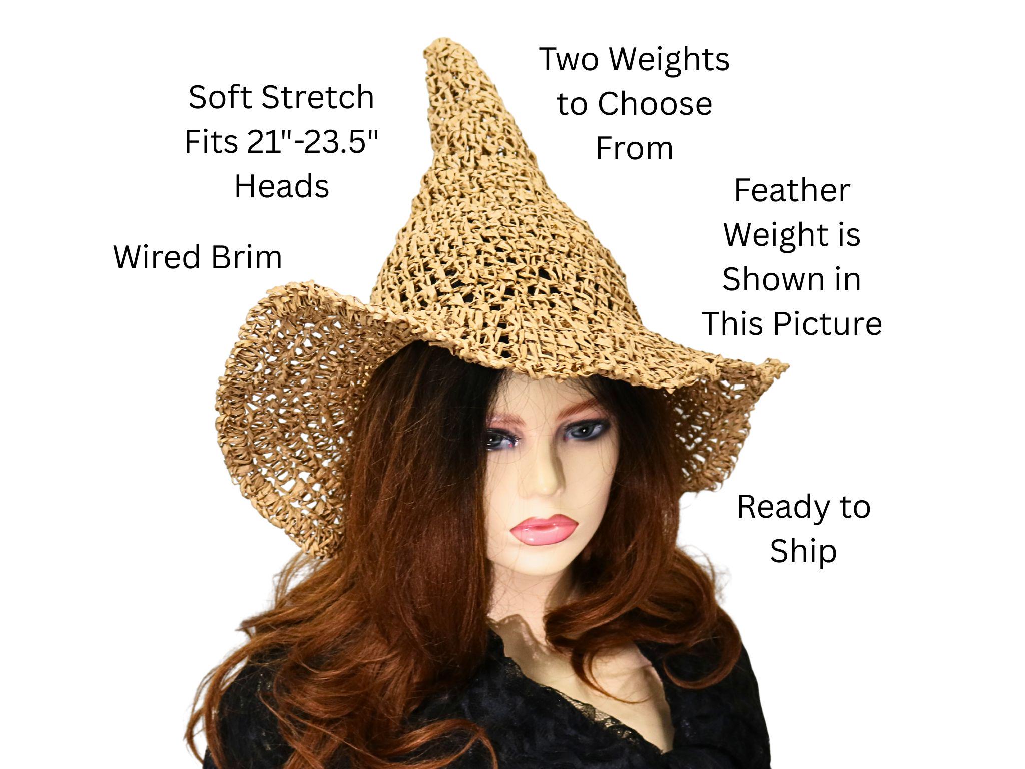 Raffia Summer Straw Witch Hat, Warm Weather Wizard, Natural