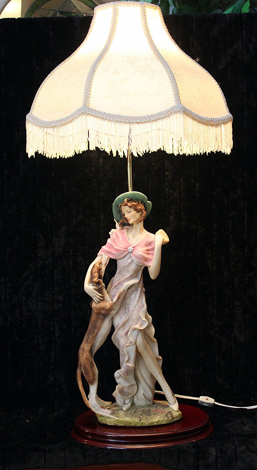 Vintage OK Collection Porcelain Lady and Dog Lamp with Etsy