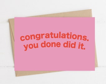 Congratulations Card | Printable Congrats Cards | Digital Download | Graduation Cards | Print It Yourself Card | Congrats You Did It Card