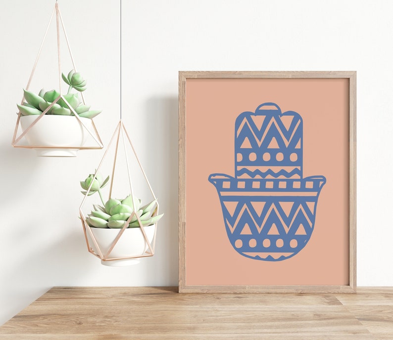 Digital Art Print, Spiritual Art, Hamsa Art Print, Geometric Art, Modern Home Decor, Minimalist Art Print, Hamsa Hand, Modern Art, Yoga Art image 1