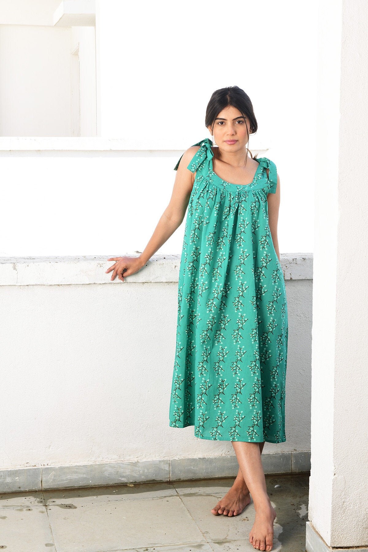 Hand Block Printed Midi Dress 