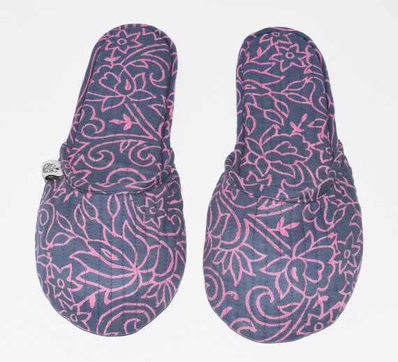 Hand Block Printed House Slippers, Cotton Slippers