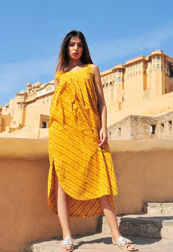 yellow cotton maxi dress