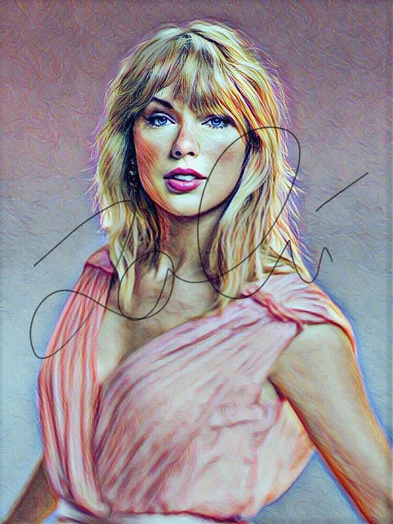 Taylor Swift Inspired PRINT Coloured Pencil Drawing Sketch Etsy