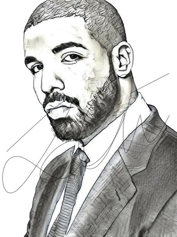 Drake Drawing Sketch PRINT Wall Art Illustration Celebrity | Etsy
