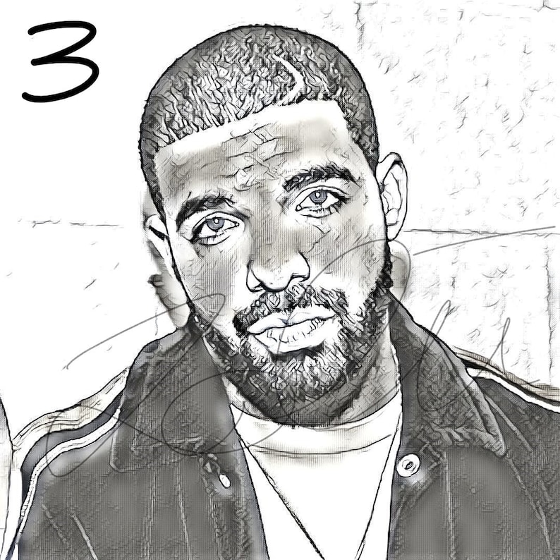 Drake Drawing Sketch PRINT Wall Art Illustration Celebrity | Etsy
