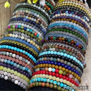 Mini Gemstone Beaded Bracelet: 4mm Boho Power Bracelet