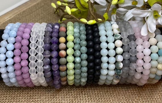 Matte Gemstone Beaded Bracelet: 6mm Stretch Bracelet - Etsy