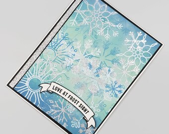 Love At Frost Sight | Silver Snowflake Themed Greeting Card | 20200018