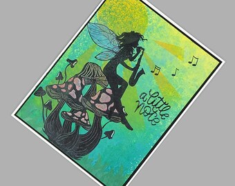 Just A Note | Handmade Fairy Playing Saxophone Themed Greeting Card | Blank Note Card | R230040