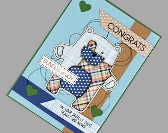 Bundle Of Joy | Congrats On Your Really Tiny Really Big News | Handmade Teddy Bear Themed Greeting Card | 230087