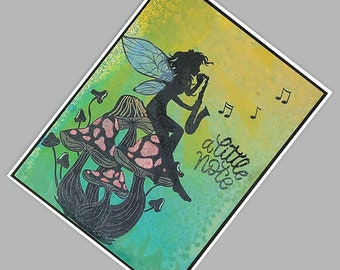 Just A Note | Handmade Fairy Playing Saxophone Themed Greeting Card | Blank Note Card | R230038