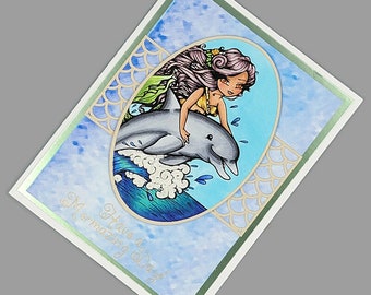 Have A Mermazing Day | Handmade Mermaid Dolphin Themed Greeting Card | R230031