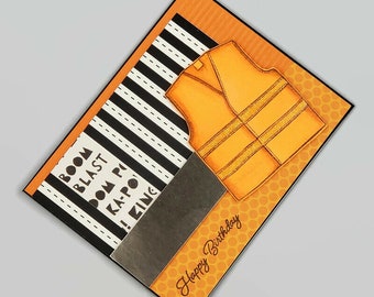 Happy Birthday | Orange Safety Vest Themed Greeting Card | 21-43