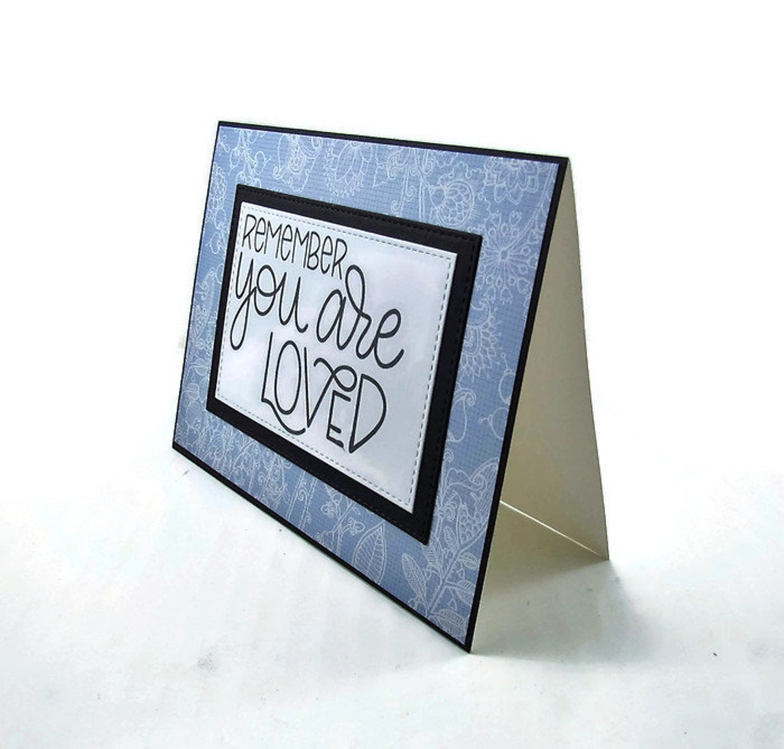 Handmade Love Card Remember You Are Loved Blue Floral Themed Greeting ...