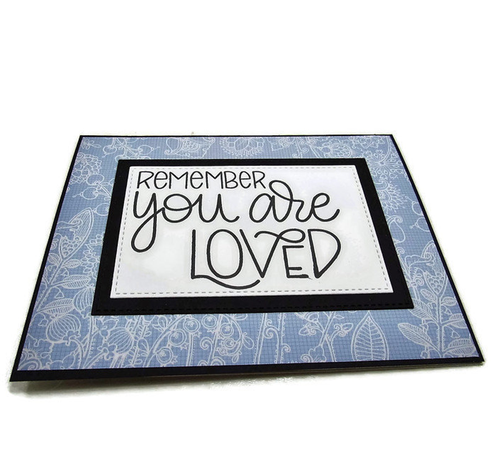 Handmade Love Card Remember You Are Loved Blue Floral Themed Greeting ...