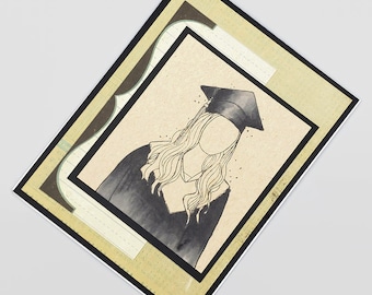 Graduation Card | Girl In Cap And Gown | High School | College | Greeting Card | 2019357