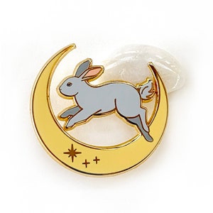 Rabbit and moon | Hard enamel pin