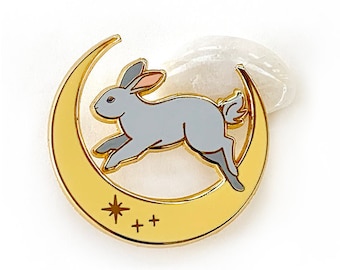 Rabbit and moon | Hard enamel pin