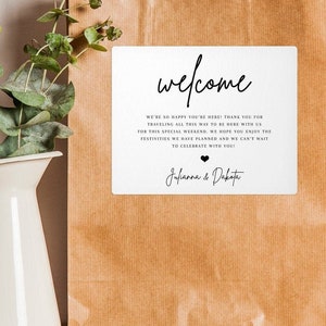 Wedding Welcome Bag Printable Sticker Templates, Welcome Bag Labels, Editable Stickers, Instant Download, Minimalist Wedding DIY, AD01