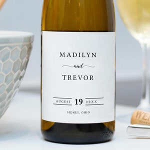Minimalist Wedding Wine Bottle Label Template, Printable Custom Wine Labels, Wedding Champagne Labels, Instant Download, Wedding Favor, AD28