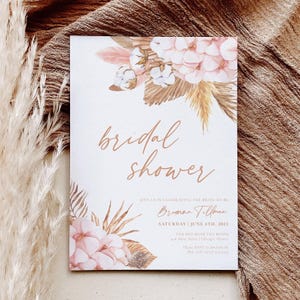 Boho Bridal Shower Invitation, Editable Bridal Shower Invitation Template, Rustic Wedding, Download, Watercolor Flowers, Printable, AD53
