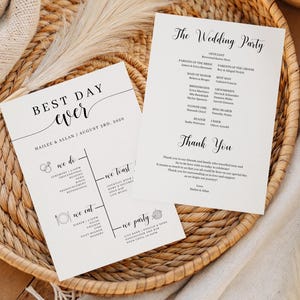 Timeline Wedding Program Template, Order of Ceremony Program, Editable, Printable Program, Instant Download, Minimalist, Best Day Ever